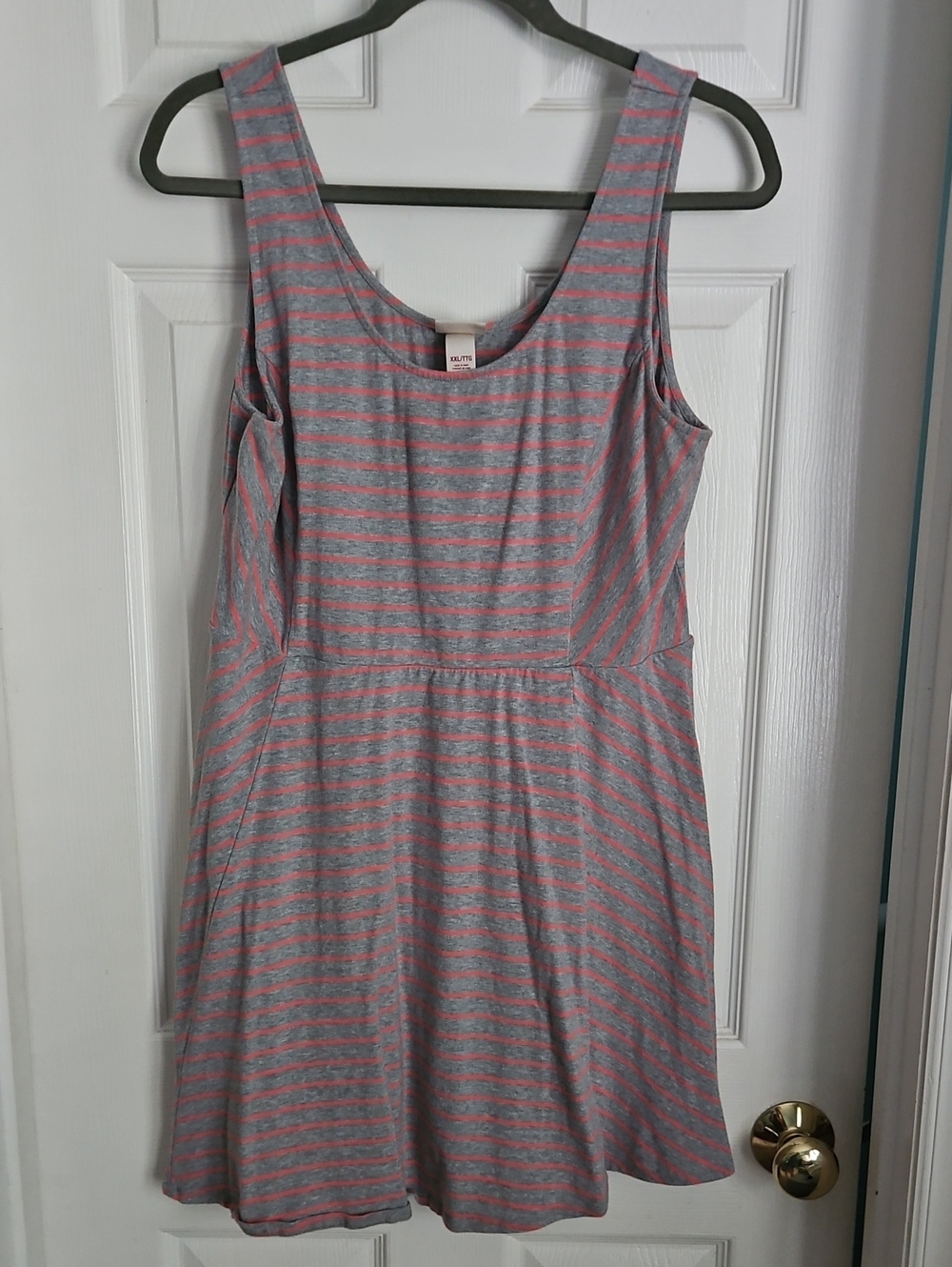 Mossimo Supply Co. Gray and Pink Striped Sleeveless Skater Dress XXL